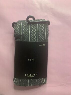 Talbots Black Patterned Tights. Size L